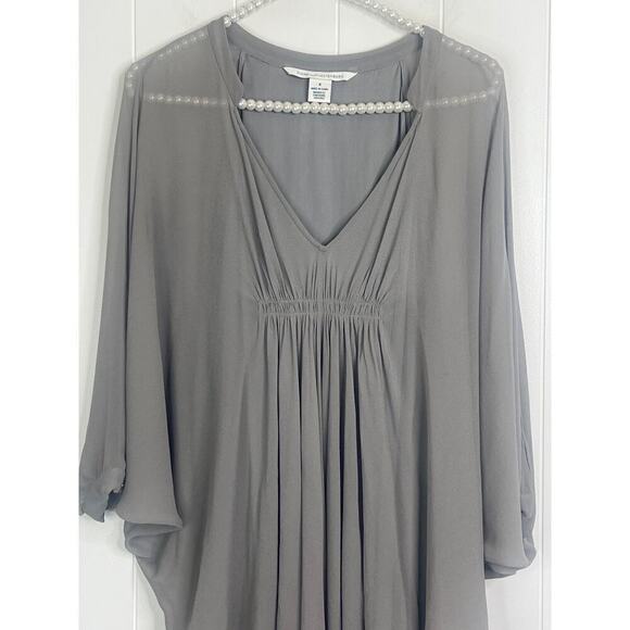 Diane Von Furstenberg Fleurette Silk Dress Size 4 Women‎ Sheer Dove Gray - Picture 3 of 10
